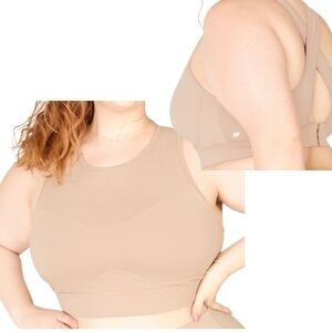 Fabletics Blare Sports Bra Tan Cross Back Medium Impact Sz 3XL Wireless Bustier